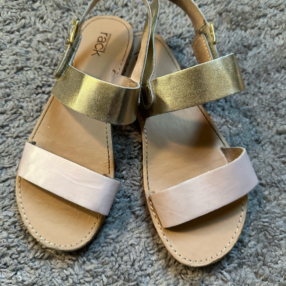 Gold and Cream Women's Sandals